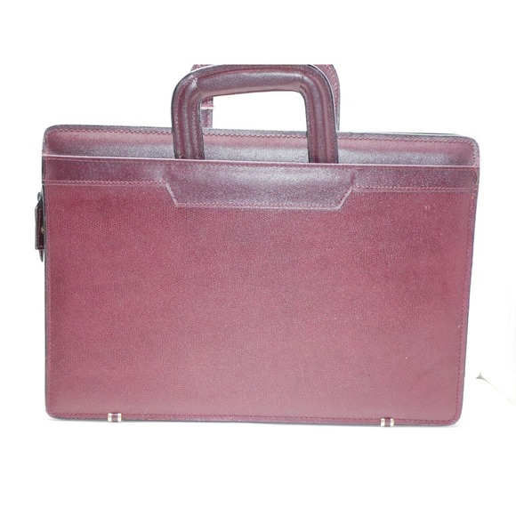 VTG Stebco Attache Briefcase Pebbled Leather Retractable Handle Burgundy Red - Picture 13 of 16